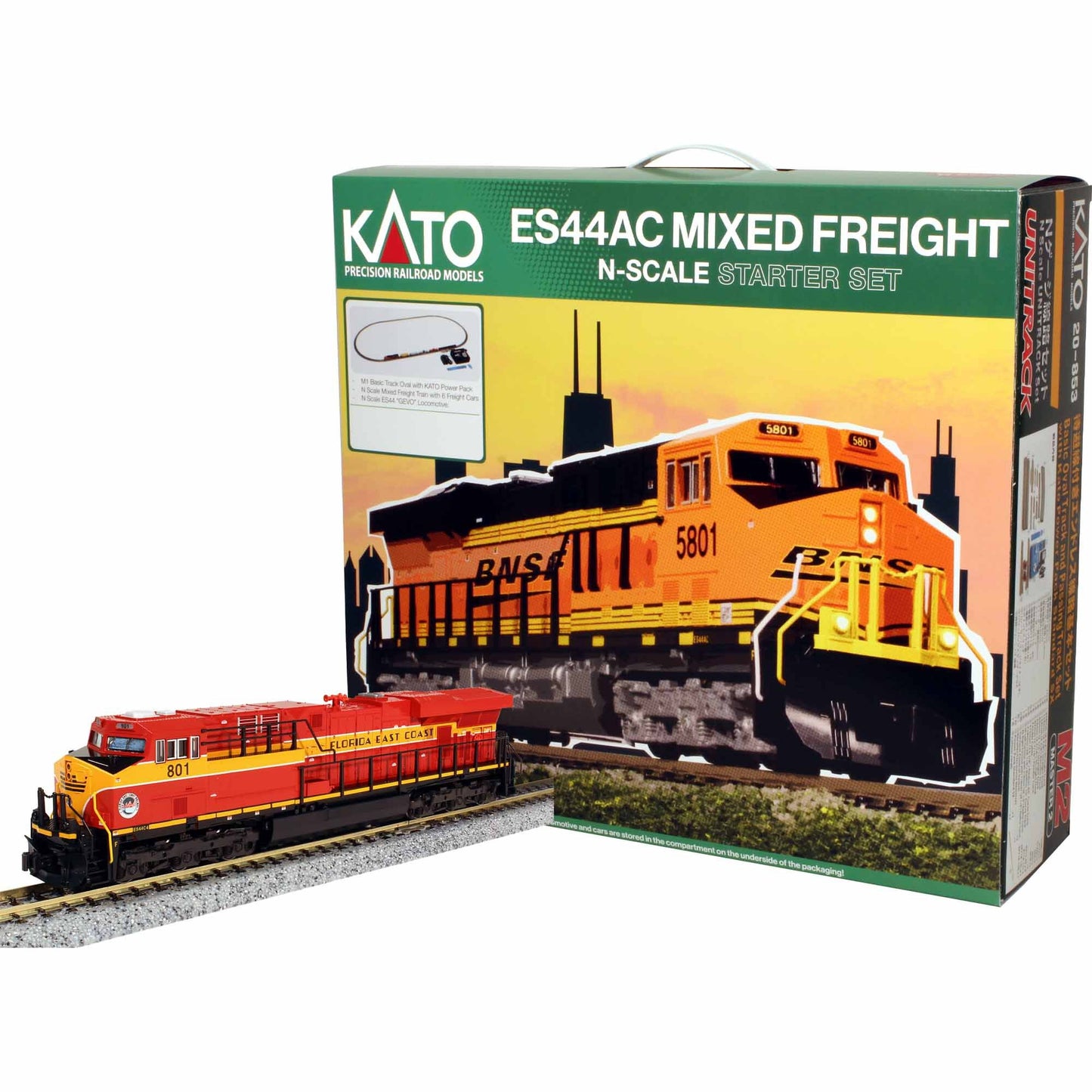 N GE ES44C4 Gevo Mixed Freight Set from Florida East Coast (KAT1060026)