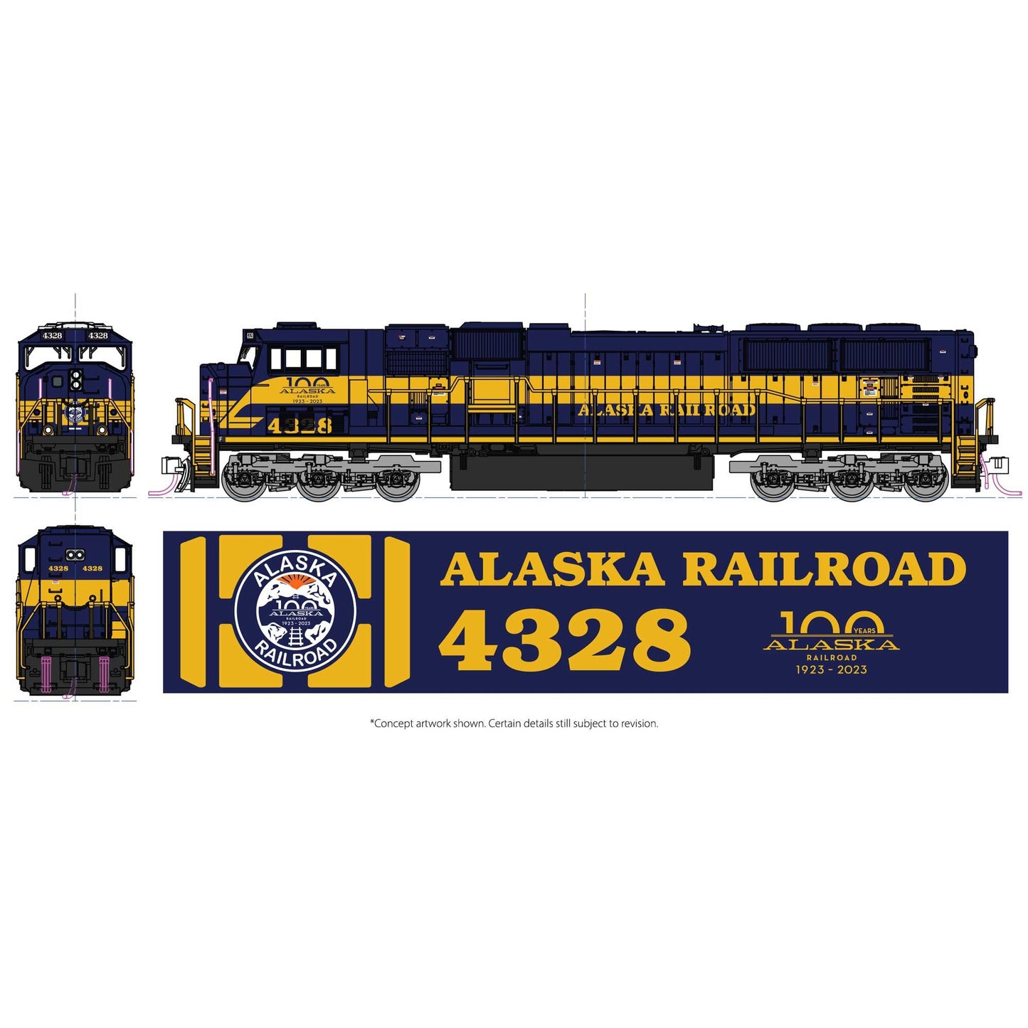N Scale SD70MAC Alaska Railroad 100 Year Anniversary Locomotive #4328 (KAT176-6412)