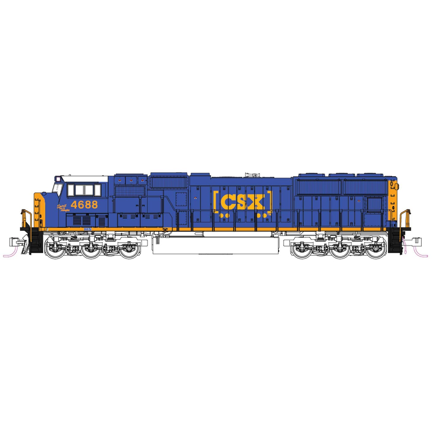 N SD70M Flat Radiator Locomotive CSX Spirit of Tampa #4688 with Pre-Installed DCC (KAT176-7617-DCC)