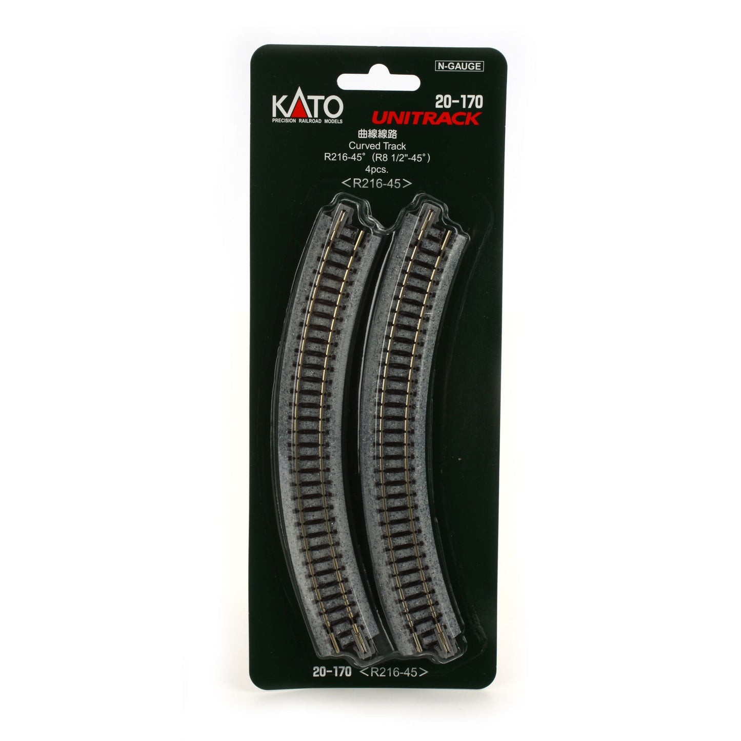 N Scale 216mm 8-9/16" Radius Curve Track 45-Degree (4) (KAT20170)
