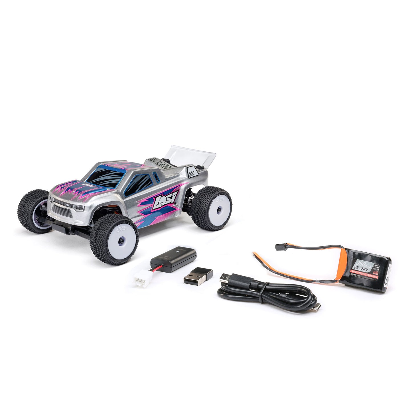 1/28 Micro-T Ready to Run with Battery and Charger (Silver) (LOS-1392T2)_1