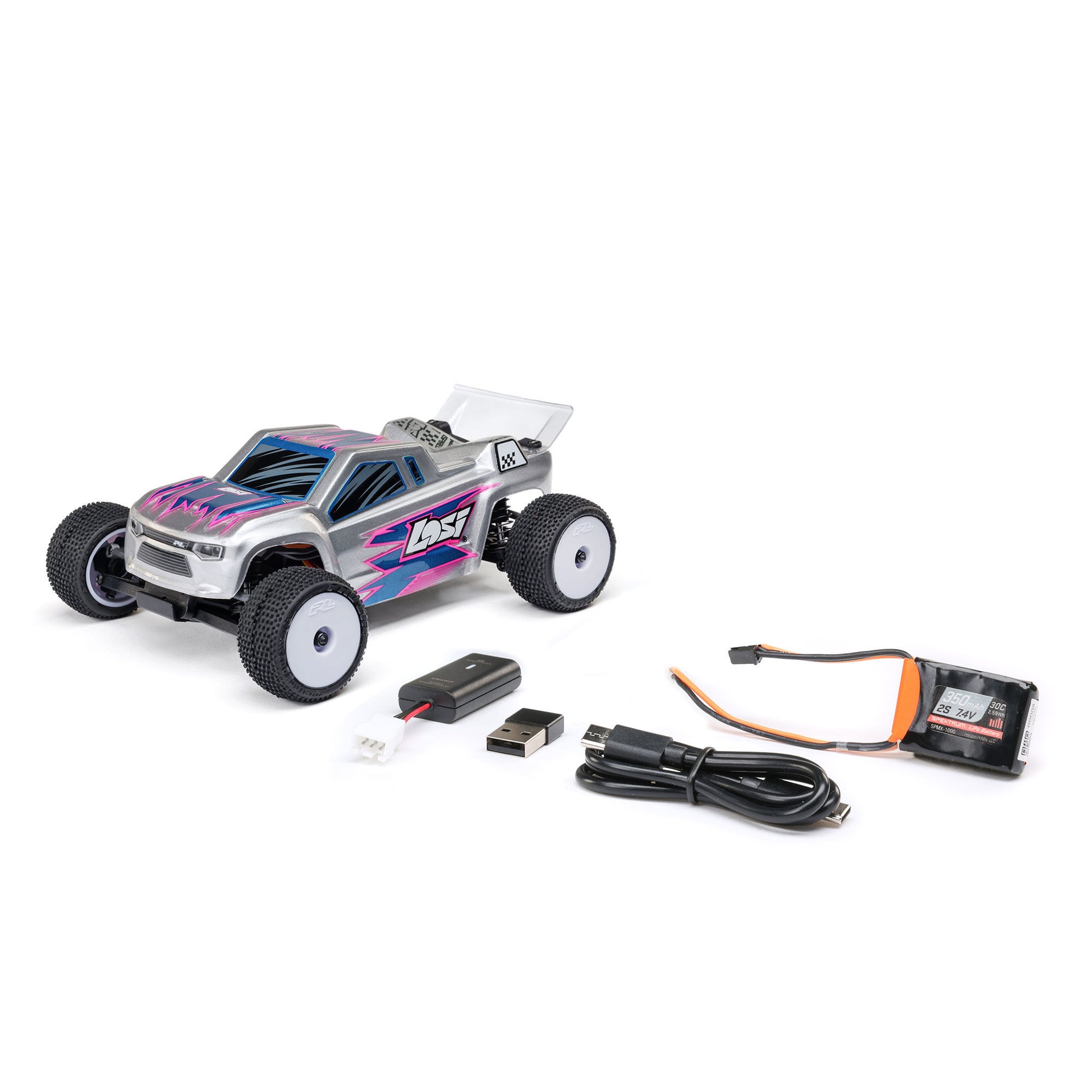 1/28 Micro-T Ready to Run with Battery and Charger (Silver) (LOS-1392T2)_1