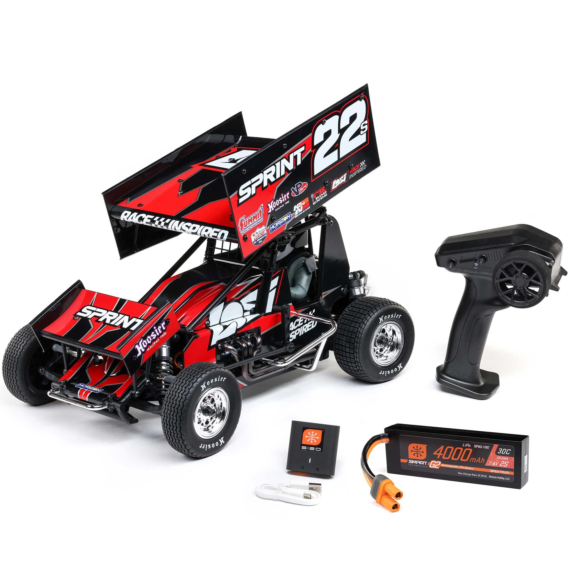 1/10 22S Sprint Ready to Run with Battery and Charger (Red) (LOS