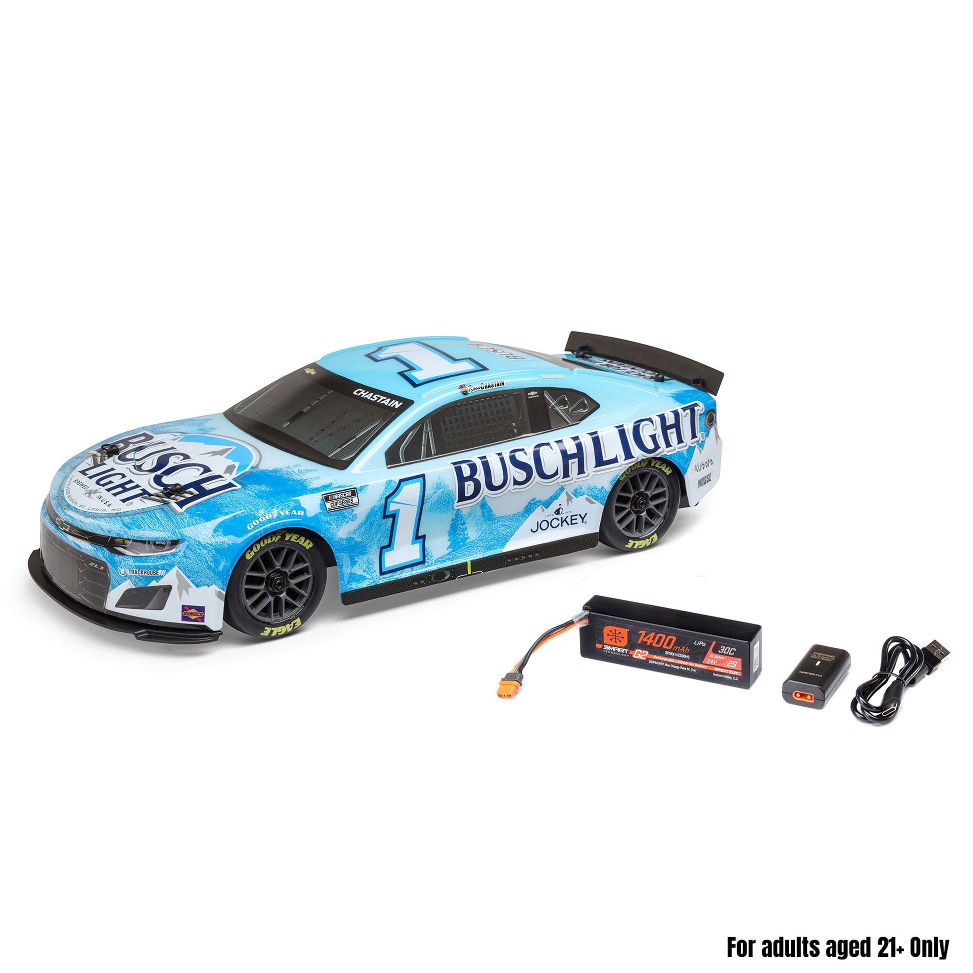 1/12 NASCAR RC Racecar Ready to Run with Battery and Charger (Ross Chastain #1 Busch Light 2025 Chevrolet Camaro ZL1) (LOS1122501)_1