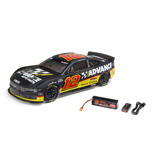 1/12 NASCAR RC Racecar Ready to Run with Battery and Charger (Ryan Blaney #12 Advanced Auto 2025 Ford Mustang) (LOS1122512)_1