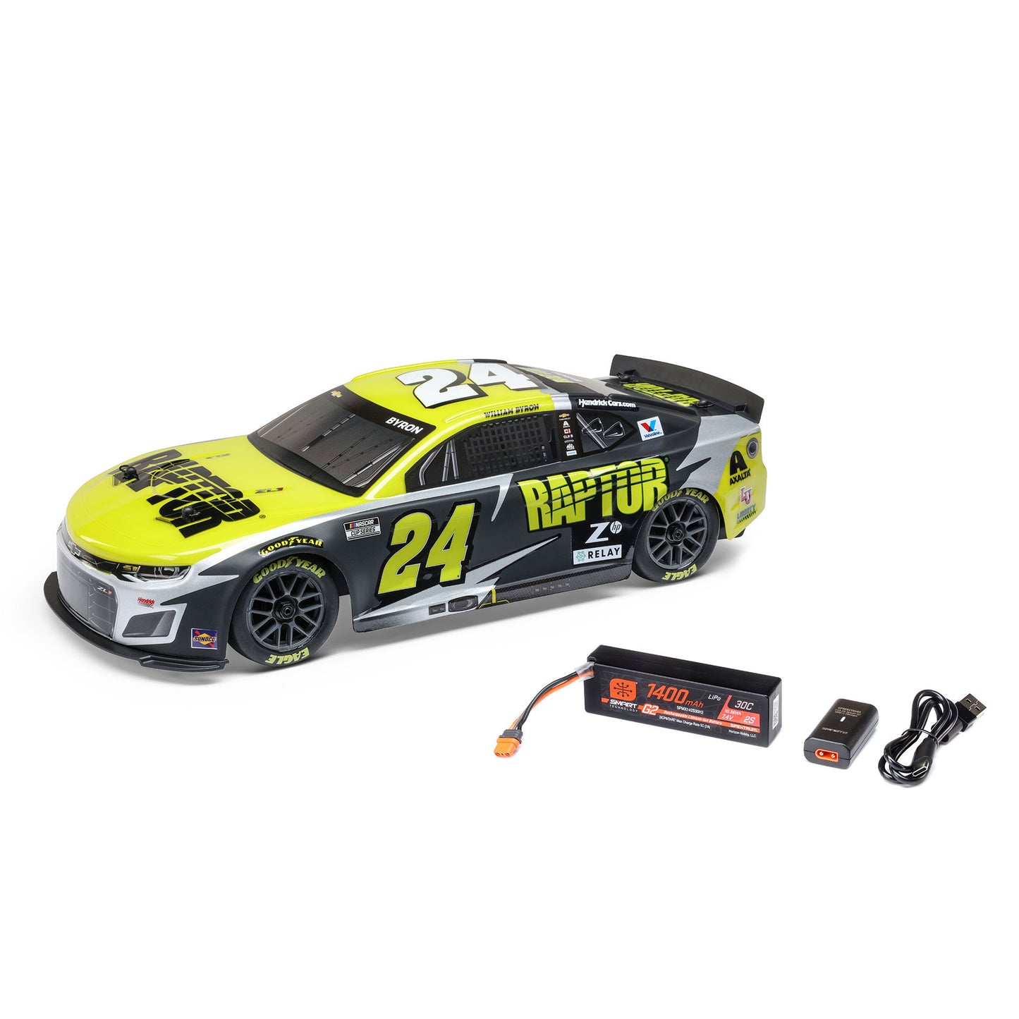 1/12 NASCAR RC Racecar Ready to Run with Battery and Charger (William Byron #24 Raptor Chevrolet Camaro ZL1) (LOS1122524)_1