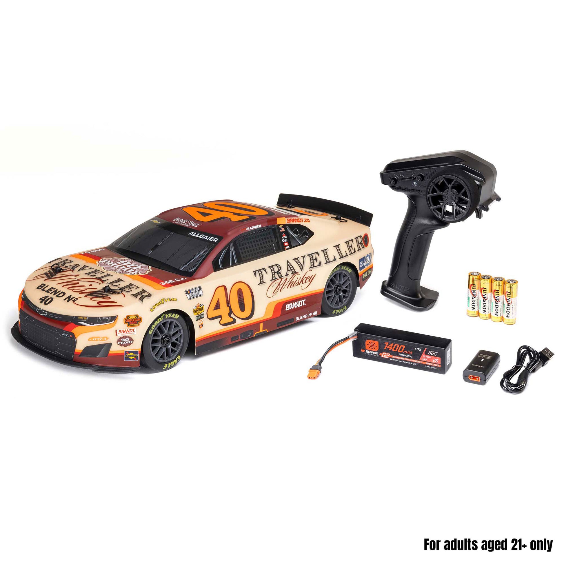 1/12 NASCAR RC Racecar Ready to Run with Battery and Charger (Justin Allgaier #40 Traveller Whiskey 2026 Chevrolet Camaro ZL1) (LOS1122640)_17