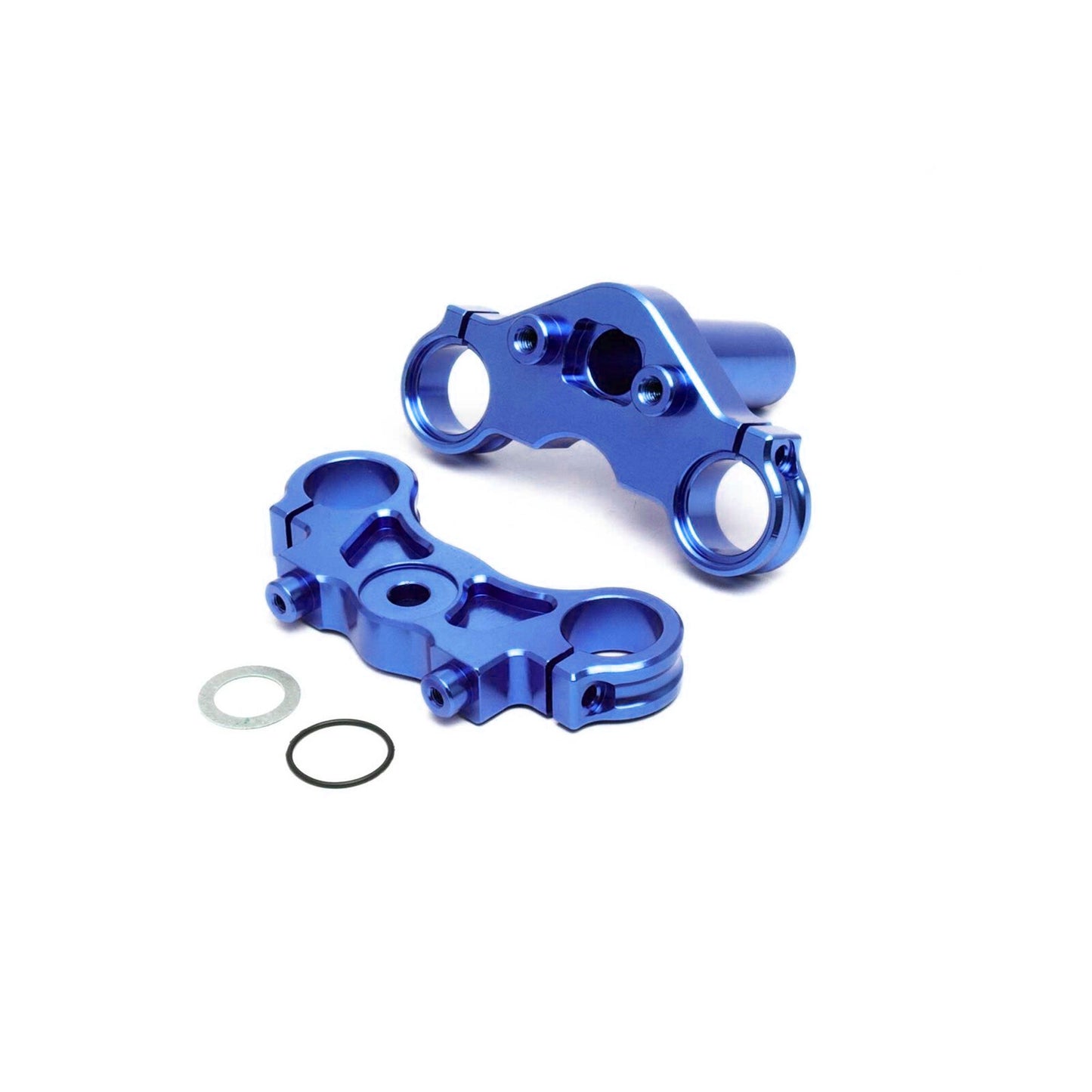 Aluminum Triple Clamp Set, Blue: PM-MX
