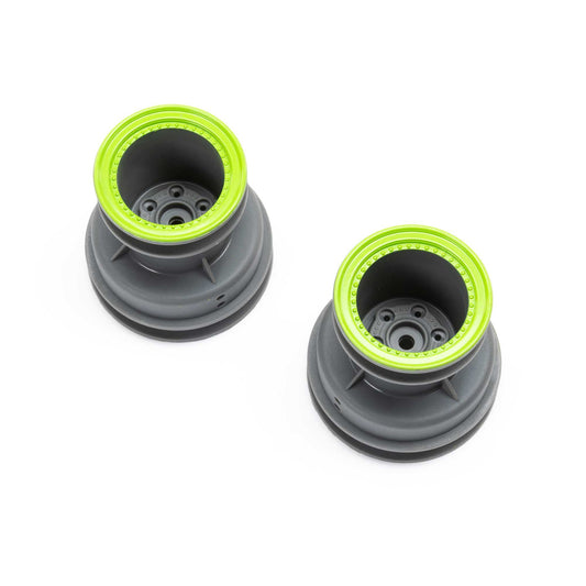 LT Grey MT Wheels with Green Beadlock for Mini LMT (2 Pack) (LOS41044)