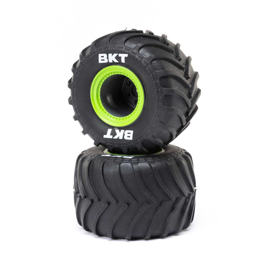 MT Tires with Green Beadlock Premounted for Mini LMT (LOS41045)