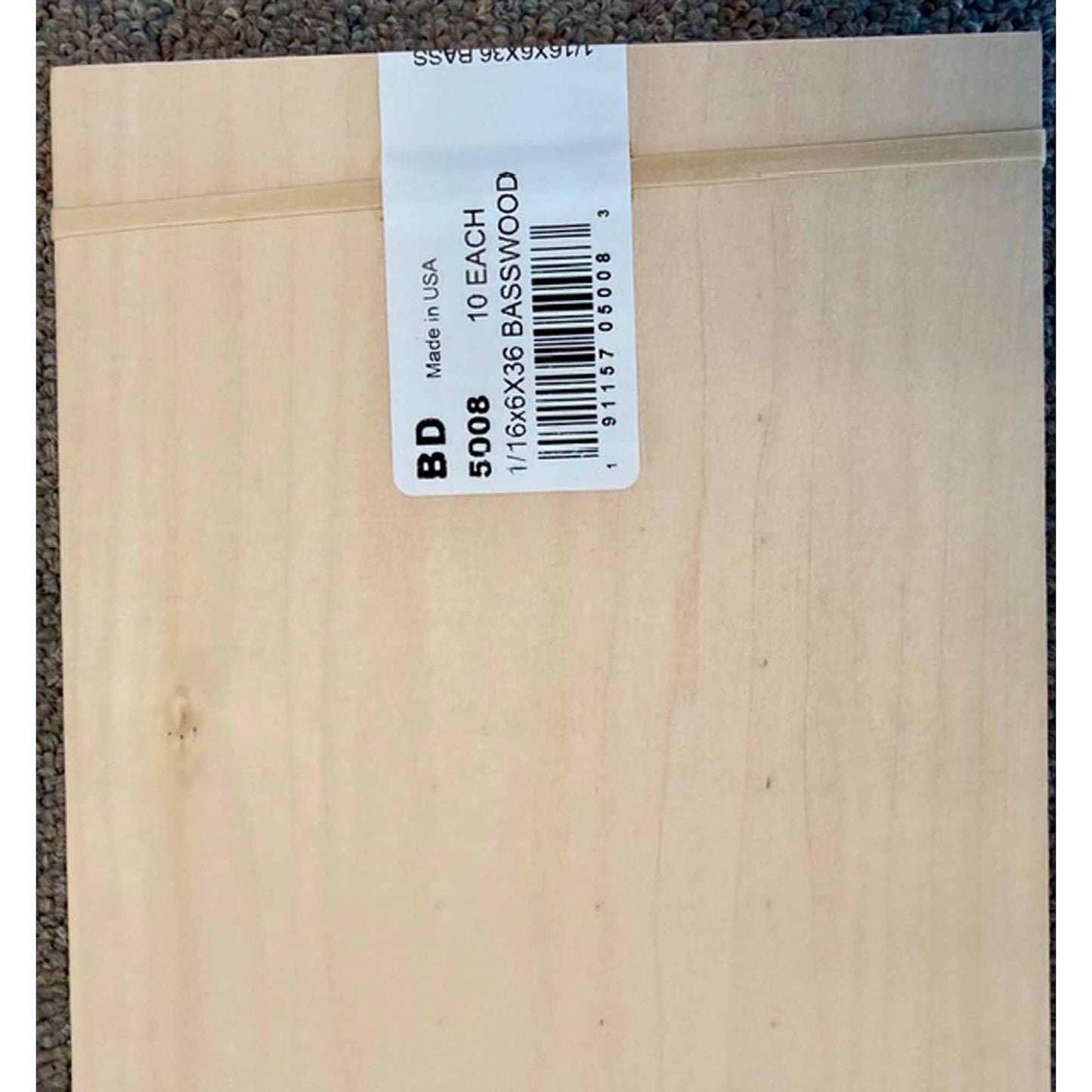 Bass Sheet 1/16 x 6 x 36 inches (Pack of 10) (MID5008)
