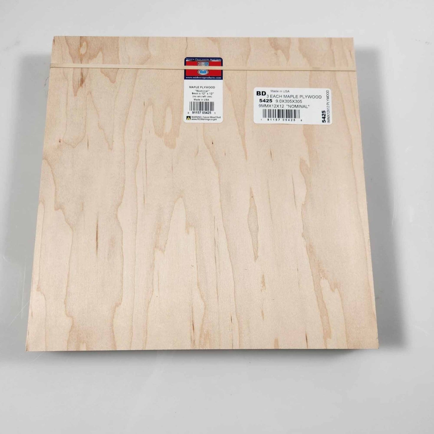 Maple Plywood 9mm x 12 x 12 (Pack of 3) (MID5425)