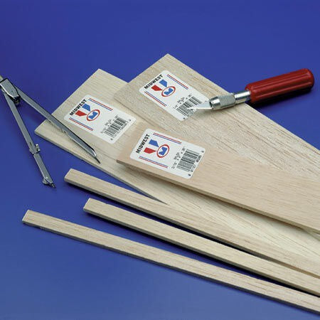 Balsa Strips 1/2 x 1/2 x 36 in - Set of 6 (MID6099)