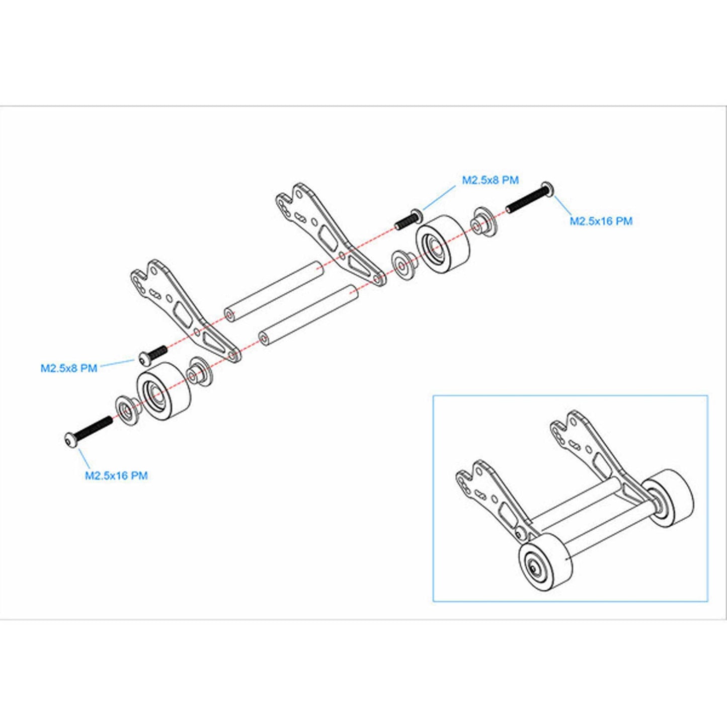Aluminum Bearing wheelie Bar Losi Mini LMT