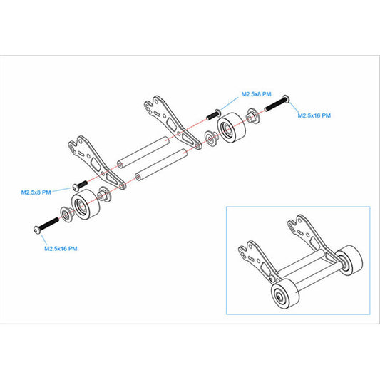 Aluminum Bearing wheelie Bar Losi Mini LMT