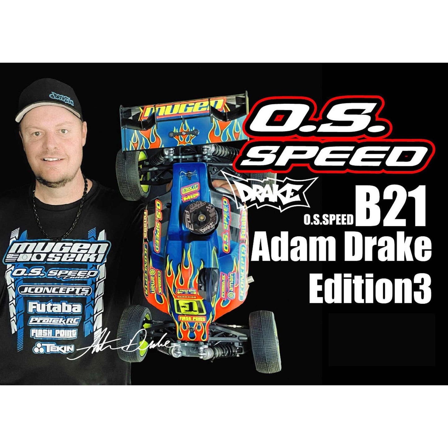 O.S. Speed B21 Adam Drake Edition 3 1/8 Buggy Engine and Pipe Combo Set (OSMG2131)