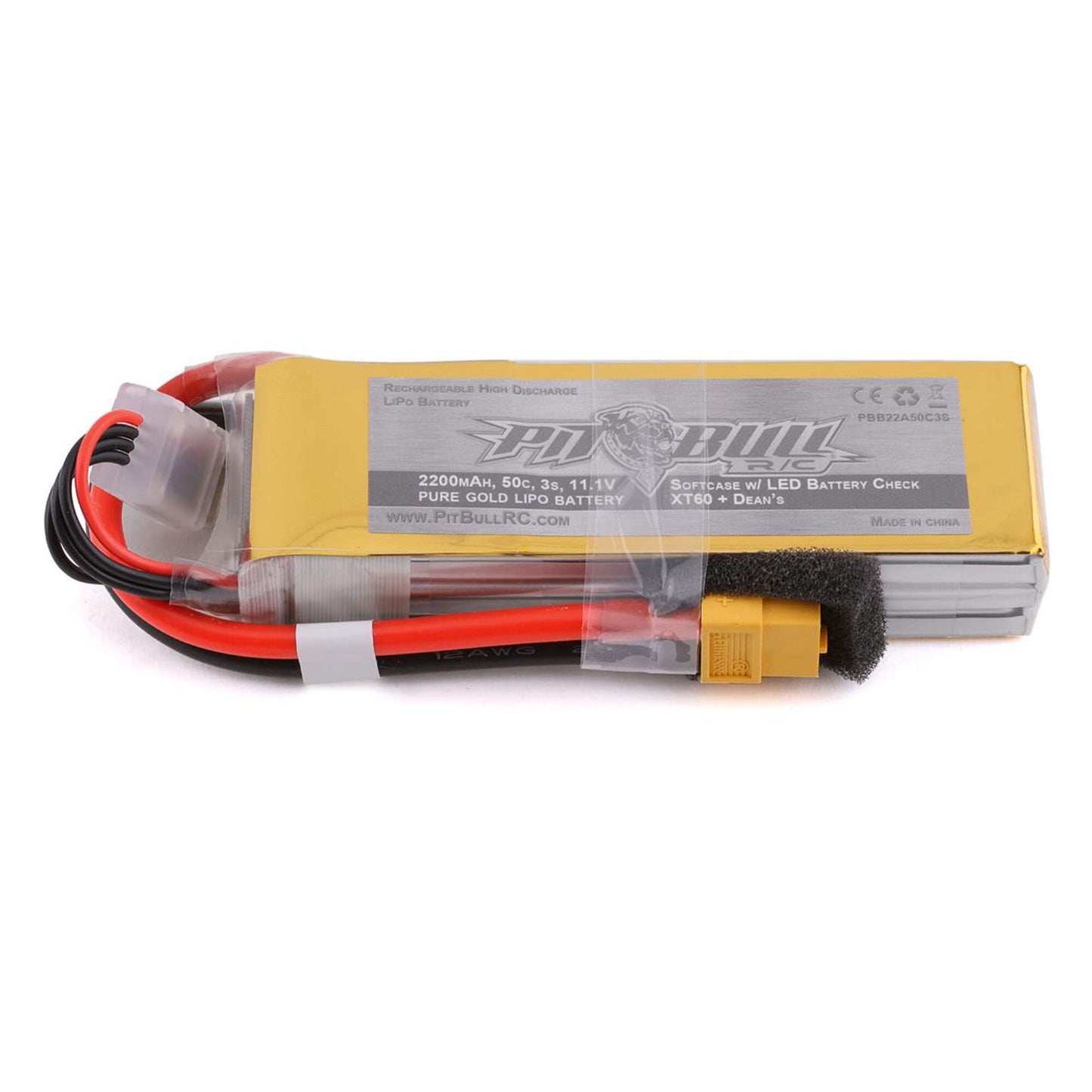 Pure Gold 11.1V 2200mAh 3S 50C LiPo Battery with LED Indicator (PBTPBB22A50C3S)