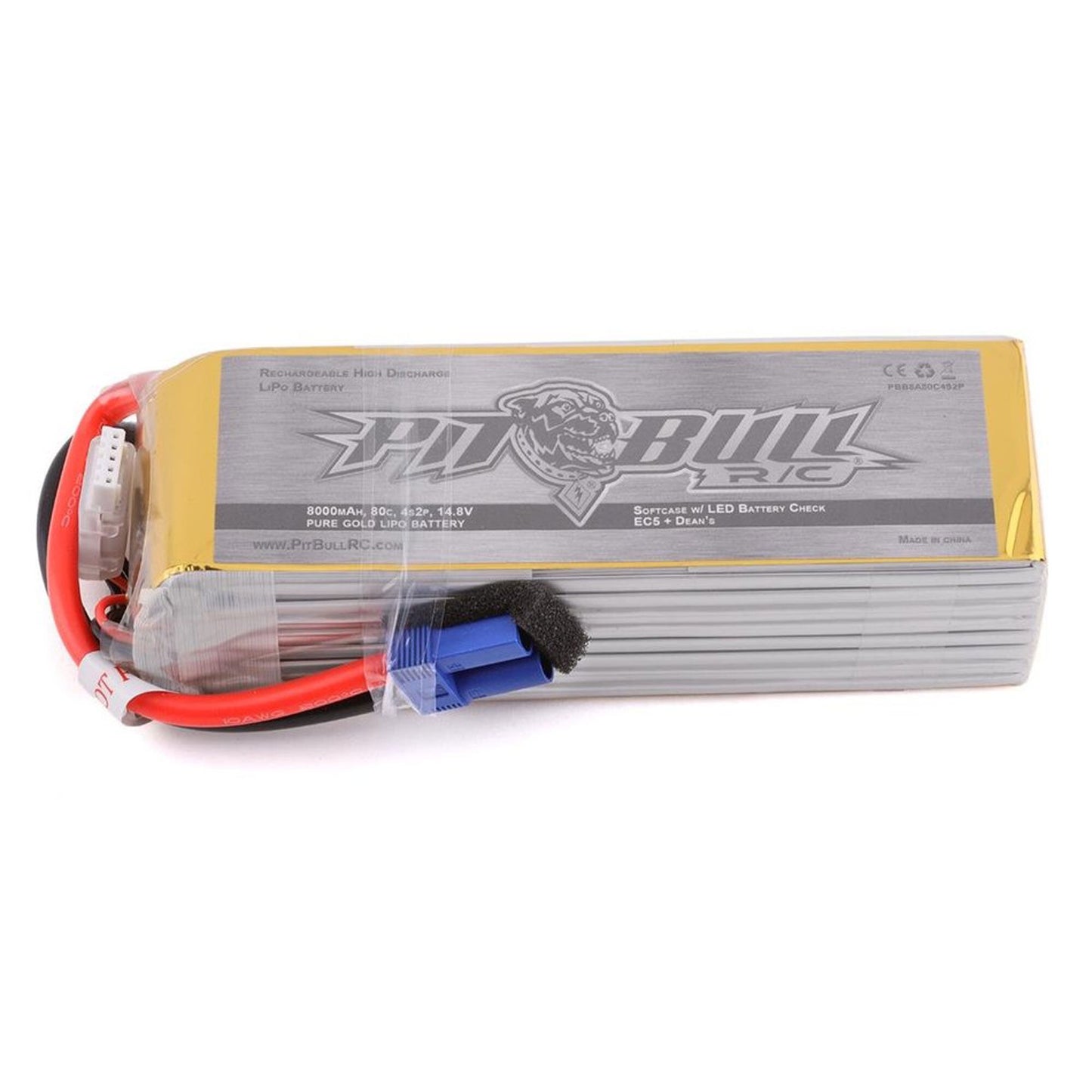Pure Gold 14.8V 8000mAh 4S 80C Lipo Battery with EC5/Deans Connectors (PBTPBB8A80C4S2P)