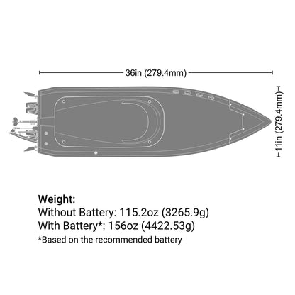 Sonicwake 36" V3 Self-Righting V-Hull Ready to Run (Black) (PRB-2171T1)_13