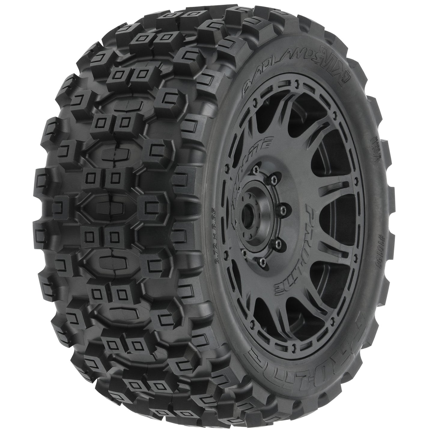 5.7" Badlands MX57 Premounted Tires with Black Raid 8x48 Removable 24mm Hex Wheels (2) (PRO1019811)_1