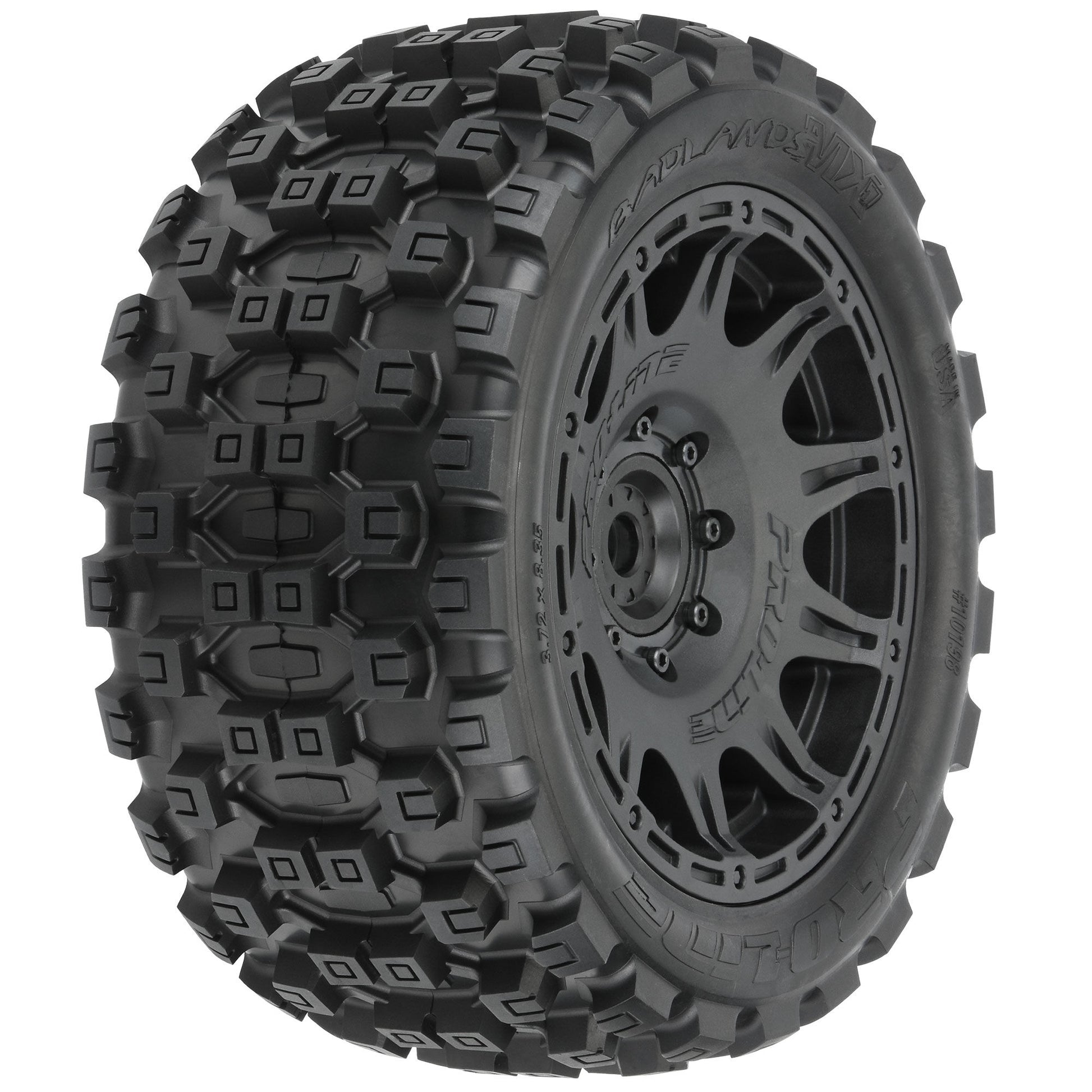 5.7" Badlands MX57 Premounted Tires with Black Raid 8x48 Removable 24mm Hex Wheels (2) (PRO1019811)_1