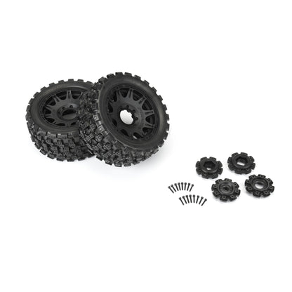 5.7" Badlands MX57 Premounted Tires with Black Raid 8x48 Removable 24mm Hex Wheels (2) (PRO1019811)_3