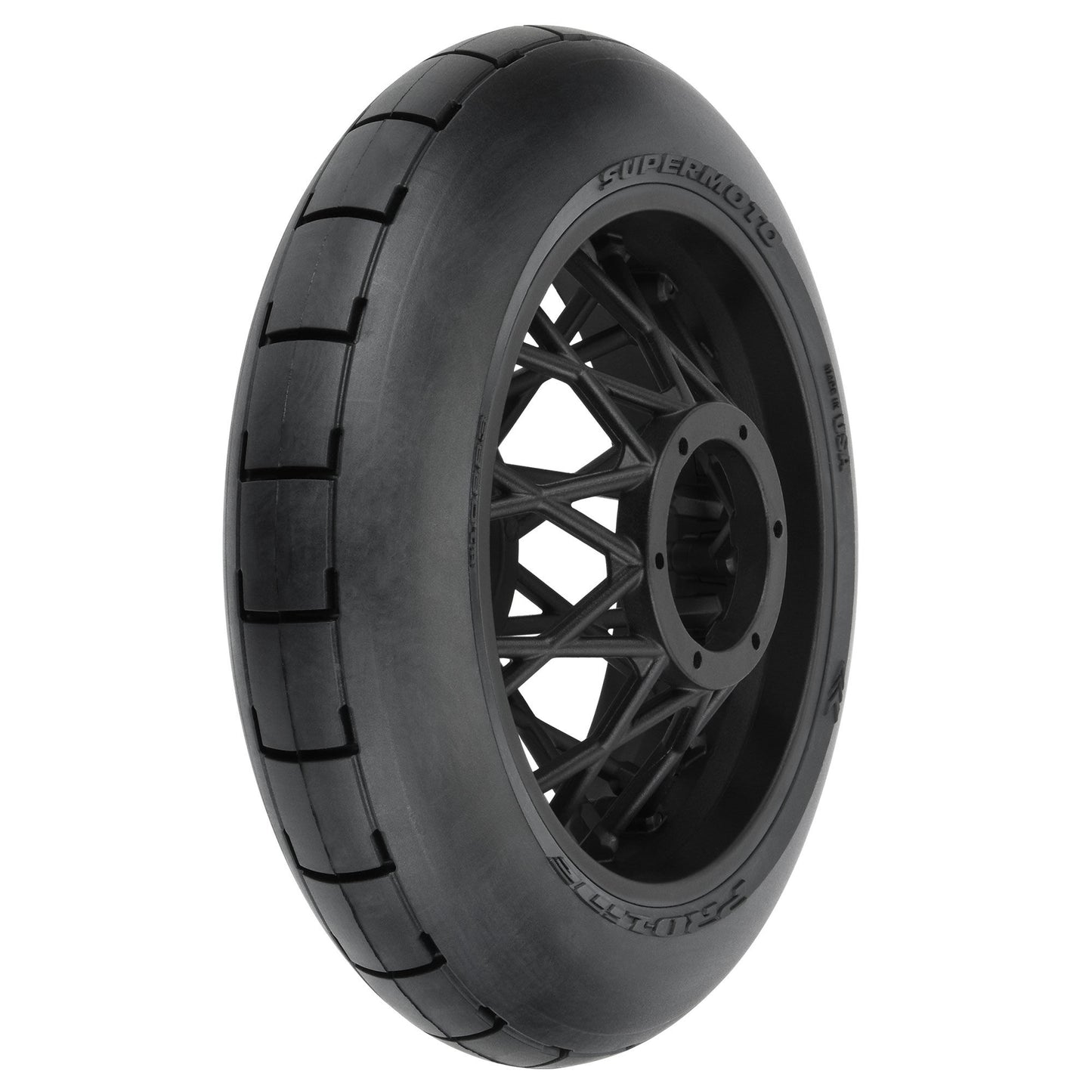 Supermoto Premounted Rear Tire with Black Wheel for 1/4 Promoto-MX (1) (PRO1022310)_1