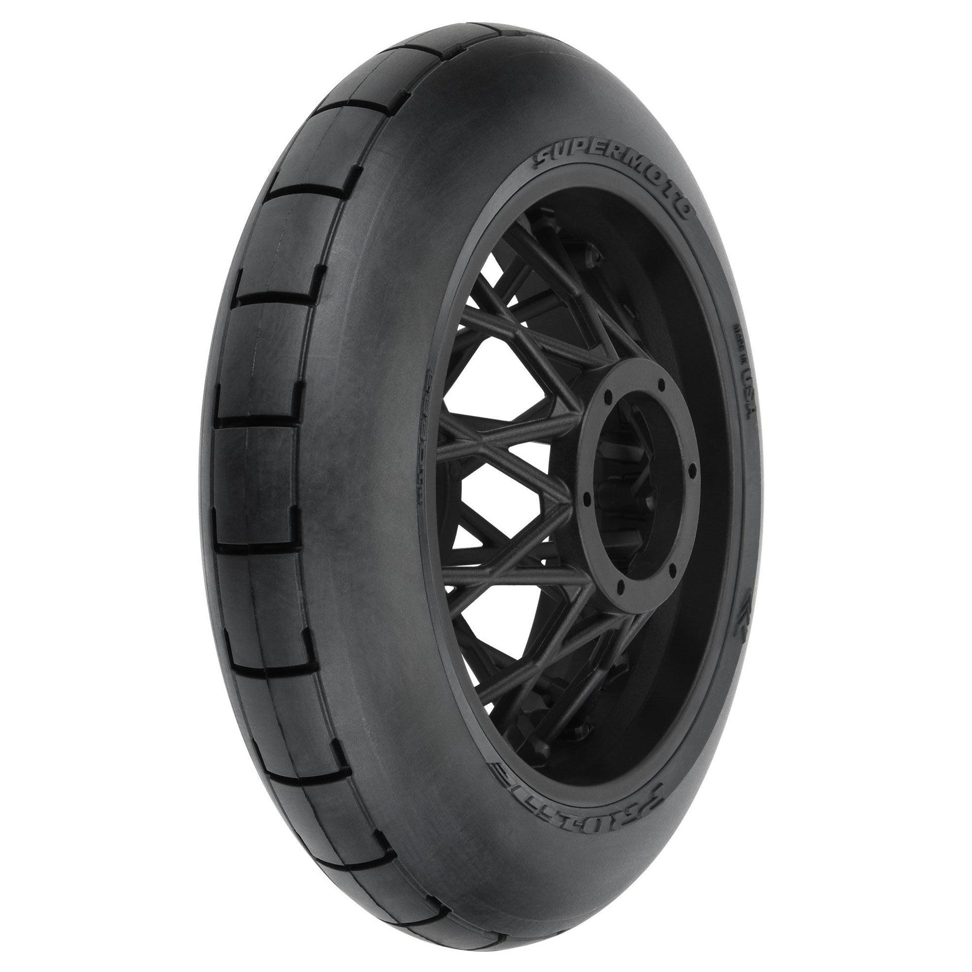 Supermoto Premounted Rear Tire with Black Wheel for 1/4 Promoto-MX (1) (PRO1022310)_1