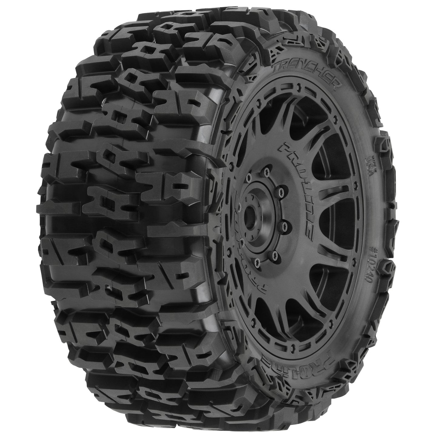 Trencher 5.7in Tires Mounted on Raid Black 8x48 Removable 24mm Hex Wheel 2 for X-MAXX, KRATON 8S & Other Large Vehicles Front or Rear