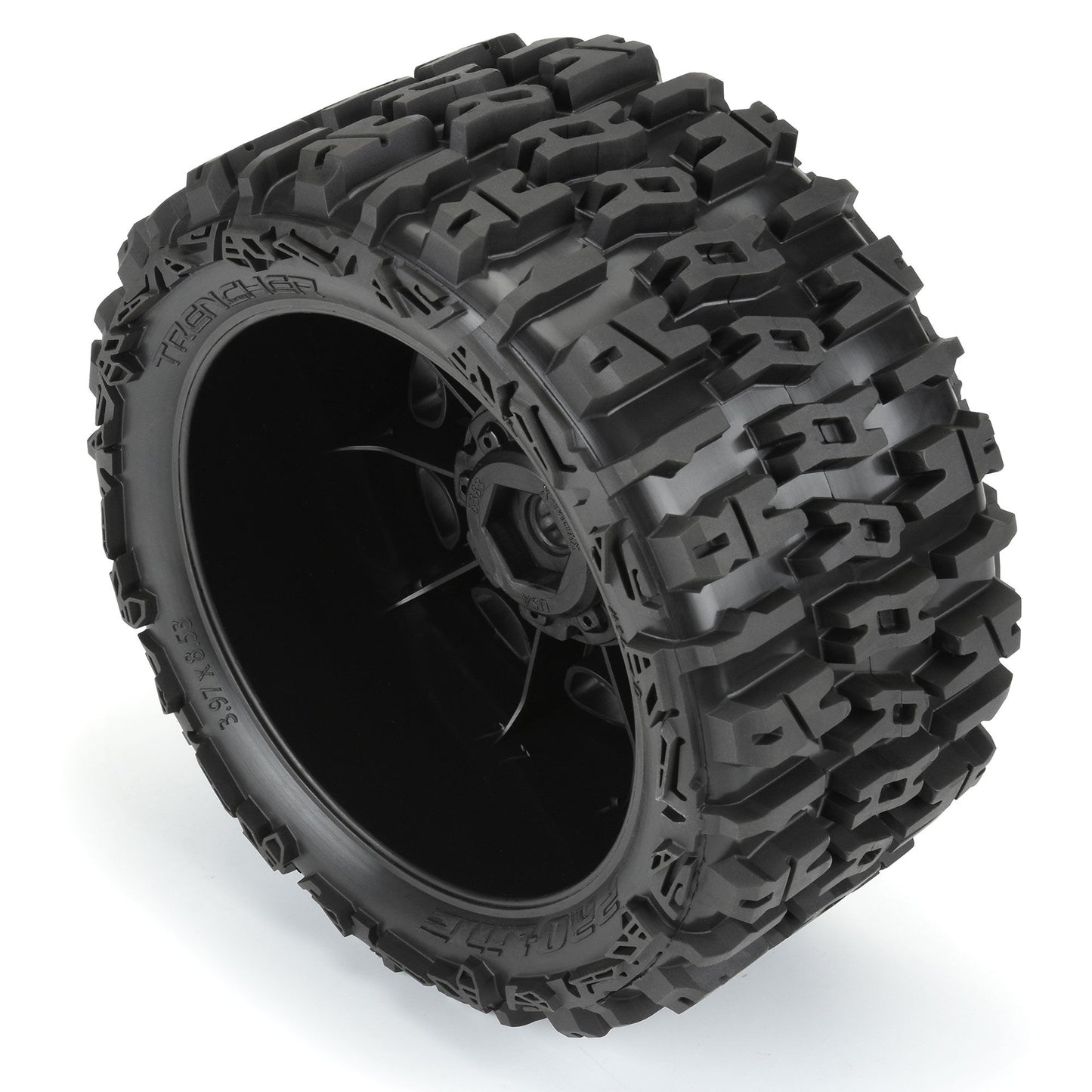 5.7" Trencher Premounted Tires with Black Raid 8x48 Removable 24mm Hex Wheels for 1/6 Kraton 8S or X-Maxx (2) (PRO1024010)_5