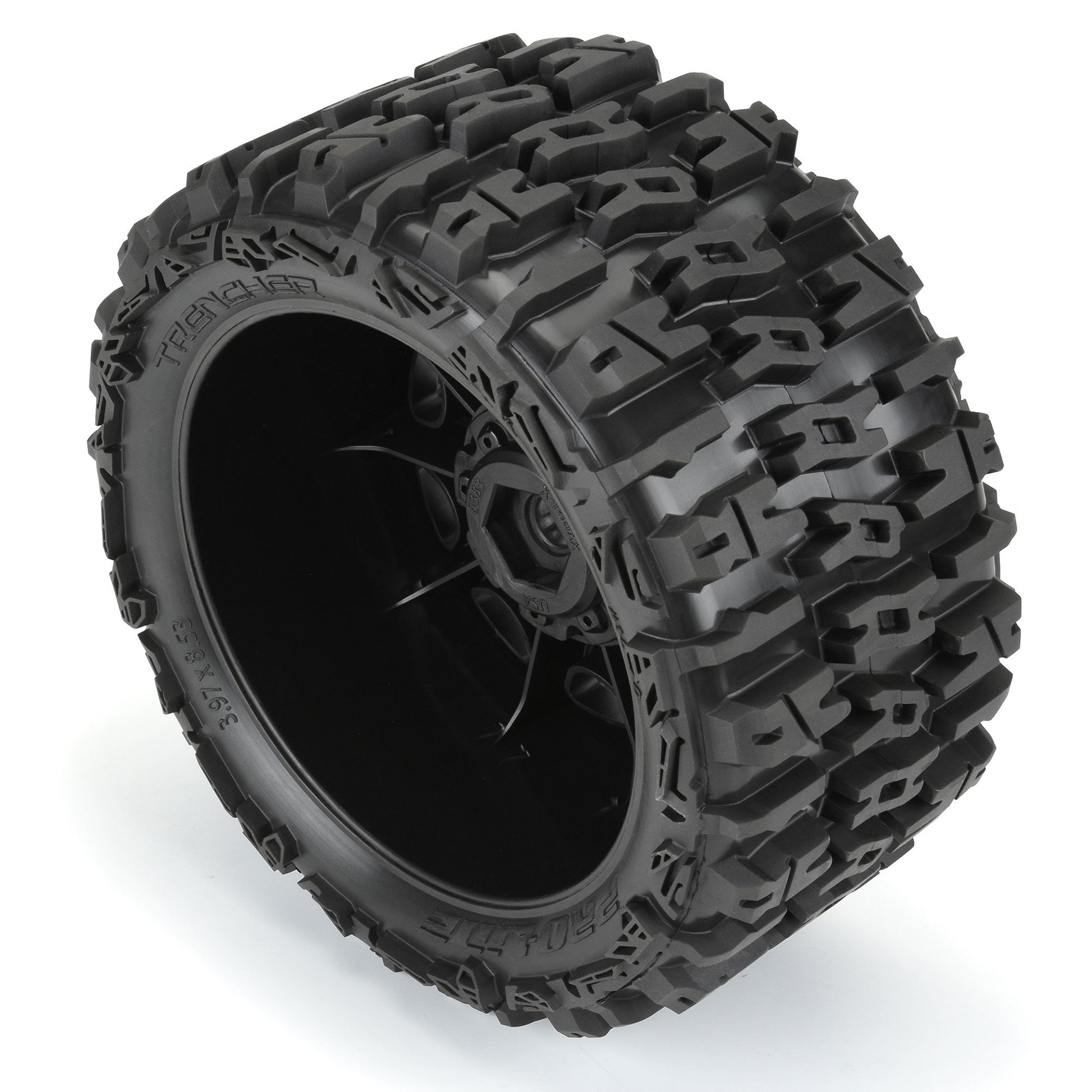 5.7" Trencher Premounted Tires with Black Raid 8x48 Removable 24mm Hex Wheels for 1/6 Kraton 8S or X-Maxx (2) (PRO1024010)_5