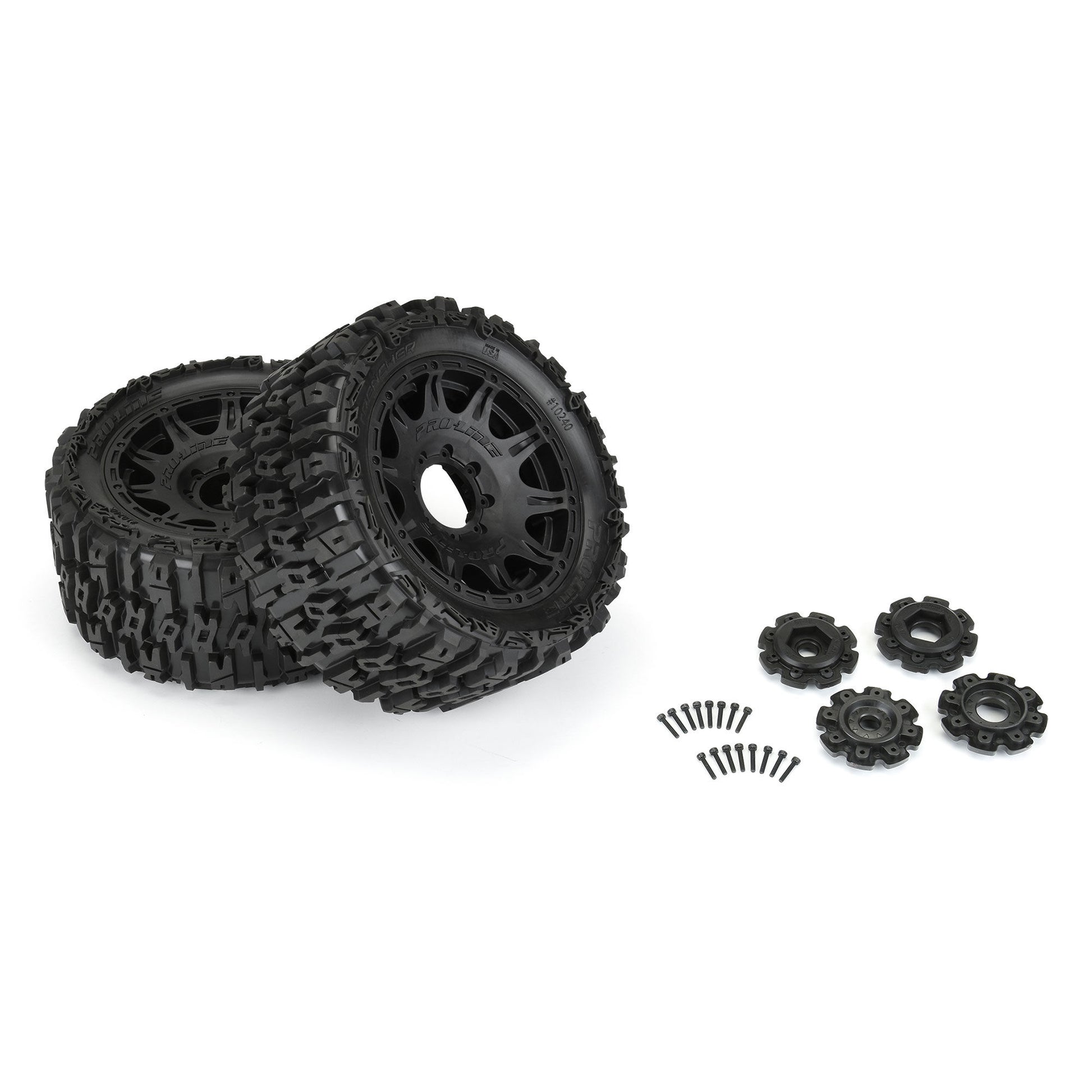 5.7" Trencher Premounted Tires with Black Raid 8x48 Removable 24mm Hex Wheels for 1/6 Kraton 8S or X-Maxx (2) (PRO1024010)_4