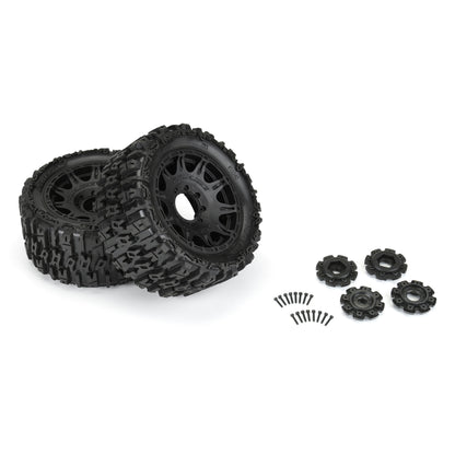 5.7" Trencher Premounted Tires with Black Raid 8x48 Removable 24mm Hex Wheels for 1/6 Kraton 8S or X-Maxx (2) (PRO1024010)_4