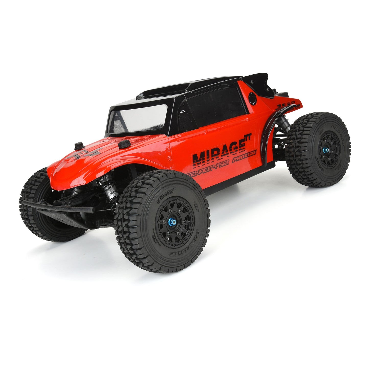 Mirage TT 2.2"/3.0" Black Raid Wheels with Belted Tires for Short Course Trucks (PRO1024811)