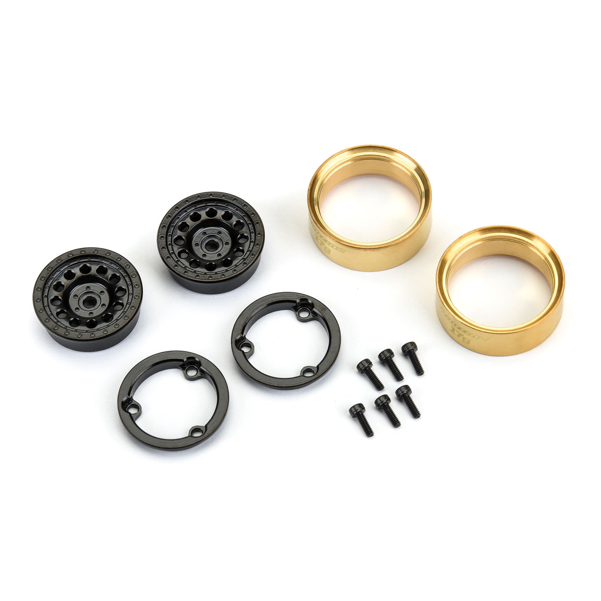1.0" Rock Shooter Black Brass Wheels with 7mm Hexes for 1/24 Rock Crawler (2) (PRO281200)_5
