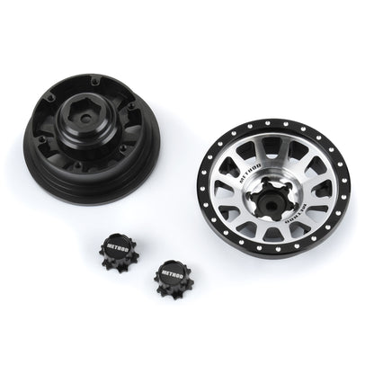 2.9" Aluminum Method 305 Silver Wheel Faces with +2 Offset for SCX6 (2) (PRO281400)_2