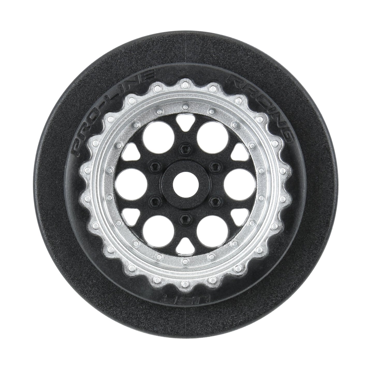 Showtime+ Black/Silver Wheels (2) for Losi Mini No-Prep Drag Car Rear