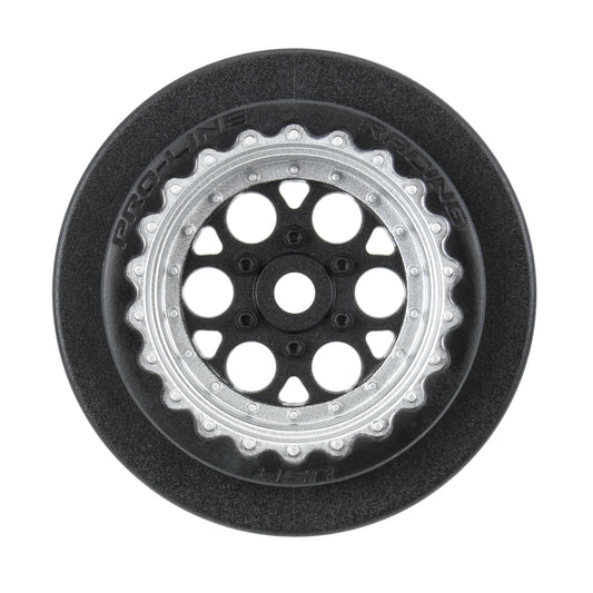 Showtime+ Black/Silver Wheels (2) for Losi Mini No-Prep Drag Car Rear