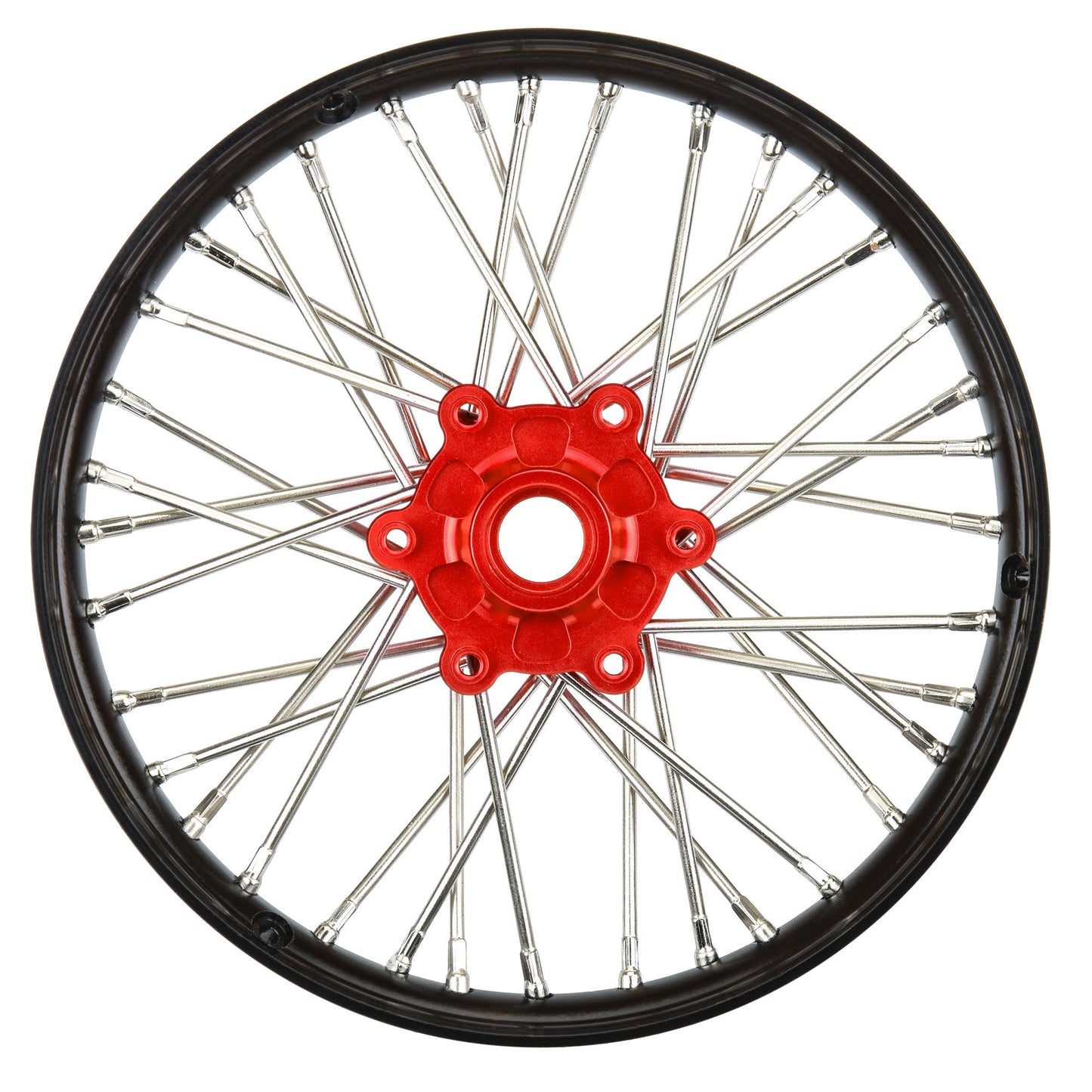 Aluminum Pro-Spec V2 Bead Black/Red Assembled Front Wheel for 1/4 Promoto-MX (PRO283600T2)_1