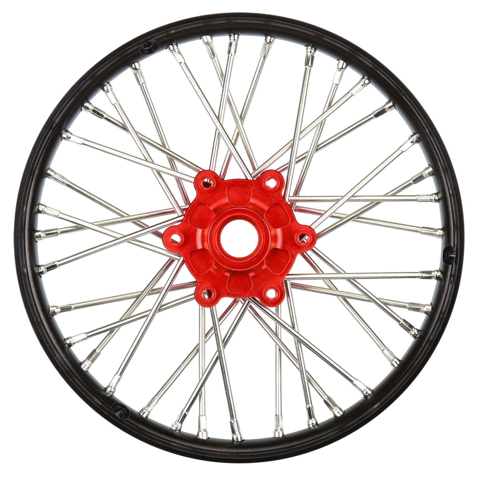 Aluminum Pro-Spec V2 Bead Black/Red Assembled Front Wheel for 1/4 Promoto-MX (PRO283600T2)_1