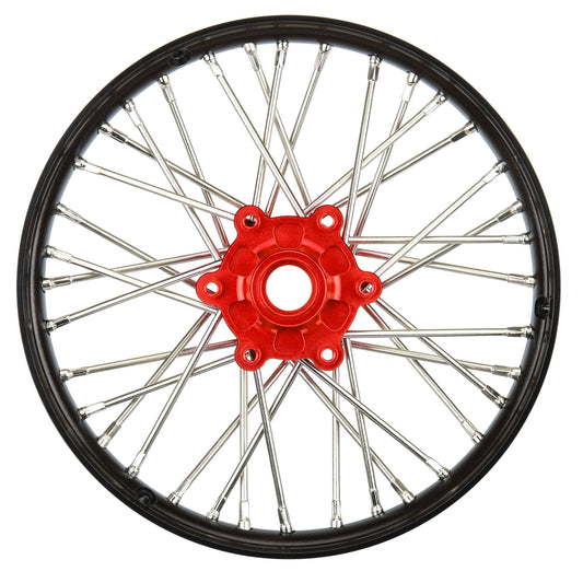 Aluminum Pro-Spec V2 Bead Black/Red Assembled Front Wheel for 1/4 Promoto-MX (PRO283600T2)_1