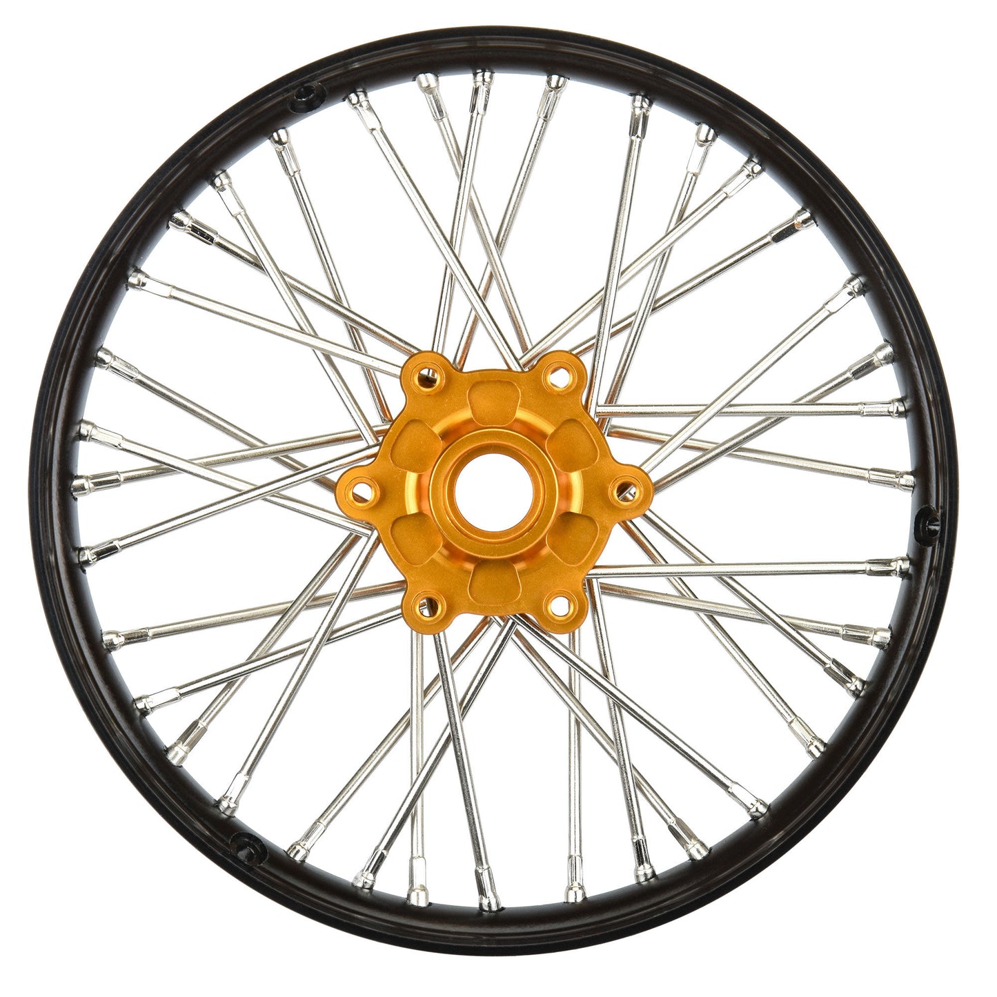 Aluminum Pro-Spec V2 Bead Black/Gold Assembled Front Wheel for 1/4 Promoto-MX (PRO283600T3)_1