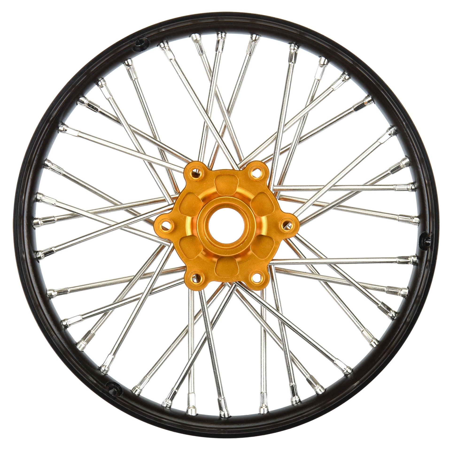 Aluminum Pro-Spec V2 Bead Black/Gold Assembled Front Wheel for 1/4 Promoto-MX (PRO283600T3)_1