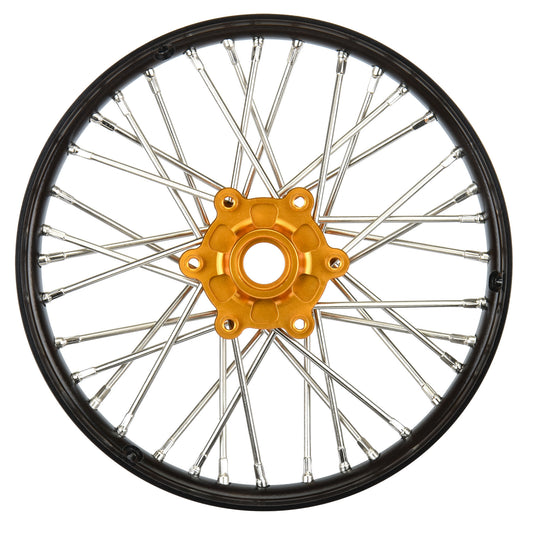 Aluminum Pro-Spec V2 Bead Black/Gold Assembled Front Wheel for 1/4 Promoto-MX (PRO283600T3)_1