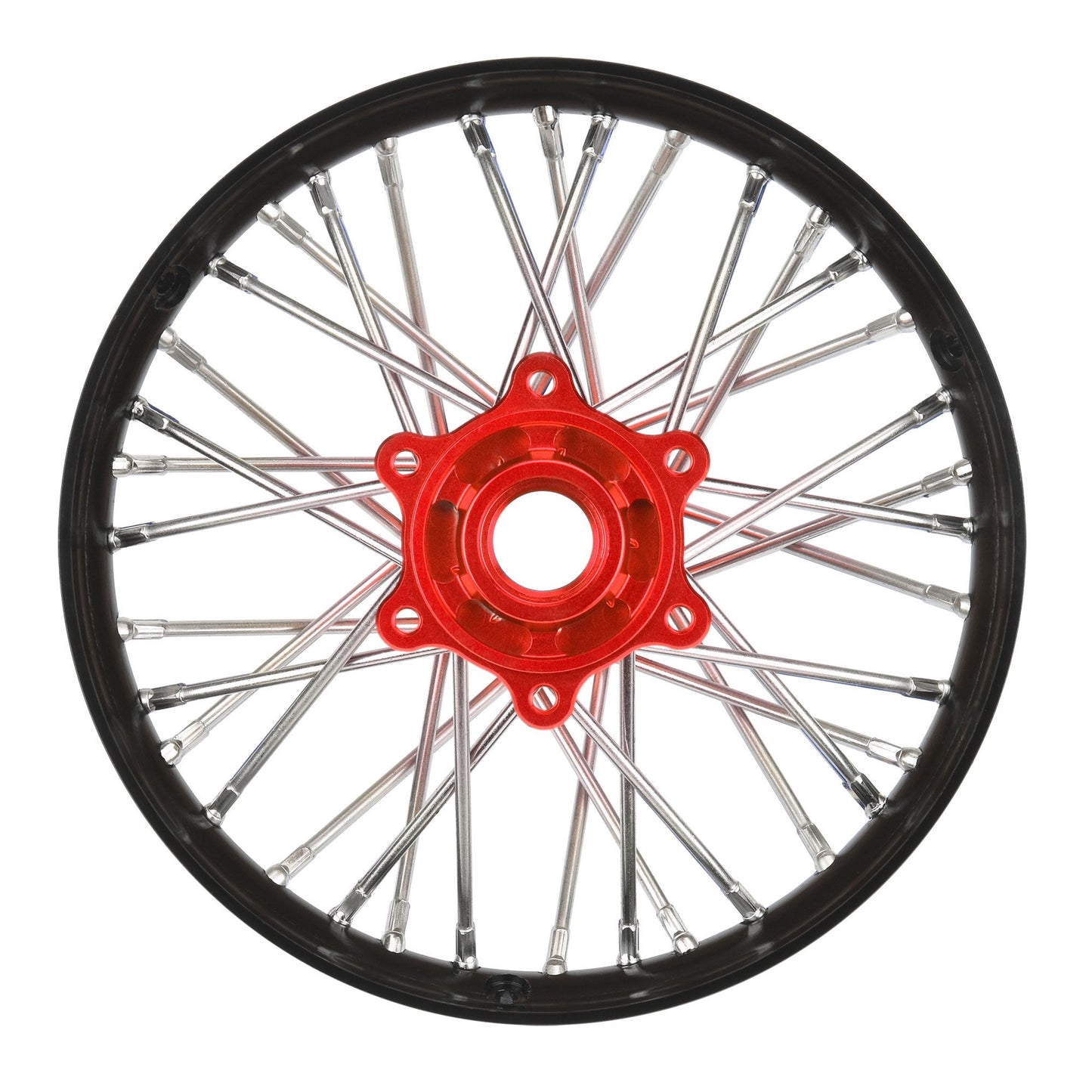 Aluminum Pro-Spec V2 Bead Black/Red Assembled Rear Wheel for 1/4 Promoto-MX (PRO283700T2)