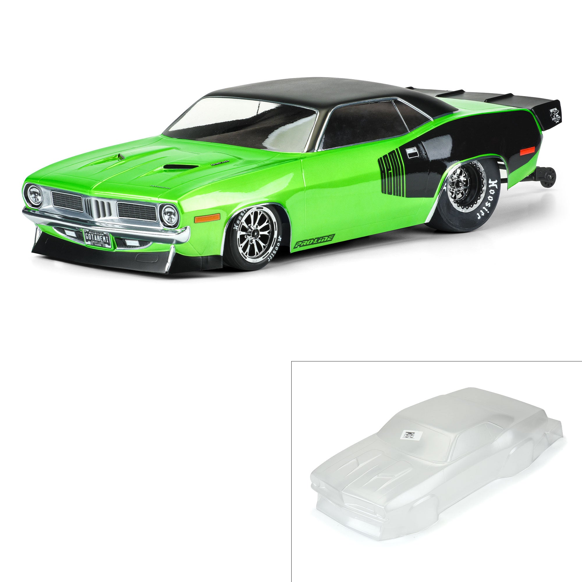 1972 Plymouth Barracuda Clear Body for 1/10 Drag SCT (PRO355000