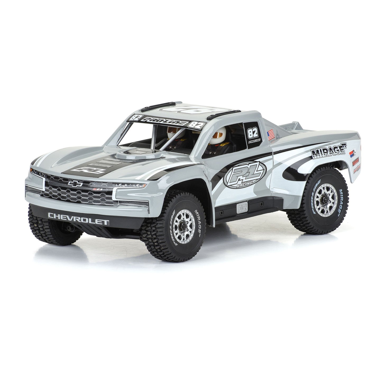 Pre-Cut 2019 Chevy Silverado Trophy Truck Tough-Color Gray Body for Arrma Mojave Grom