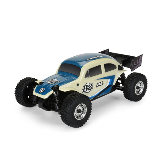 Class 1 VW Bug Blue Race Body Conversion Kit and Flat Iron M/T Premounted Tires with Chrome Diablo Wheels for Typhon GROM (PRO368000T1)