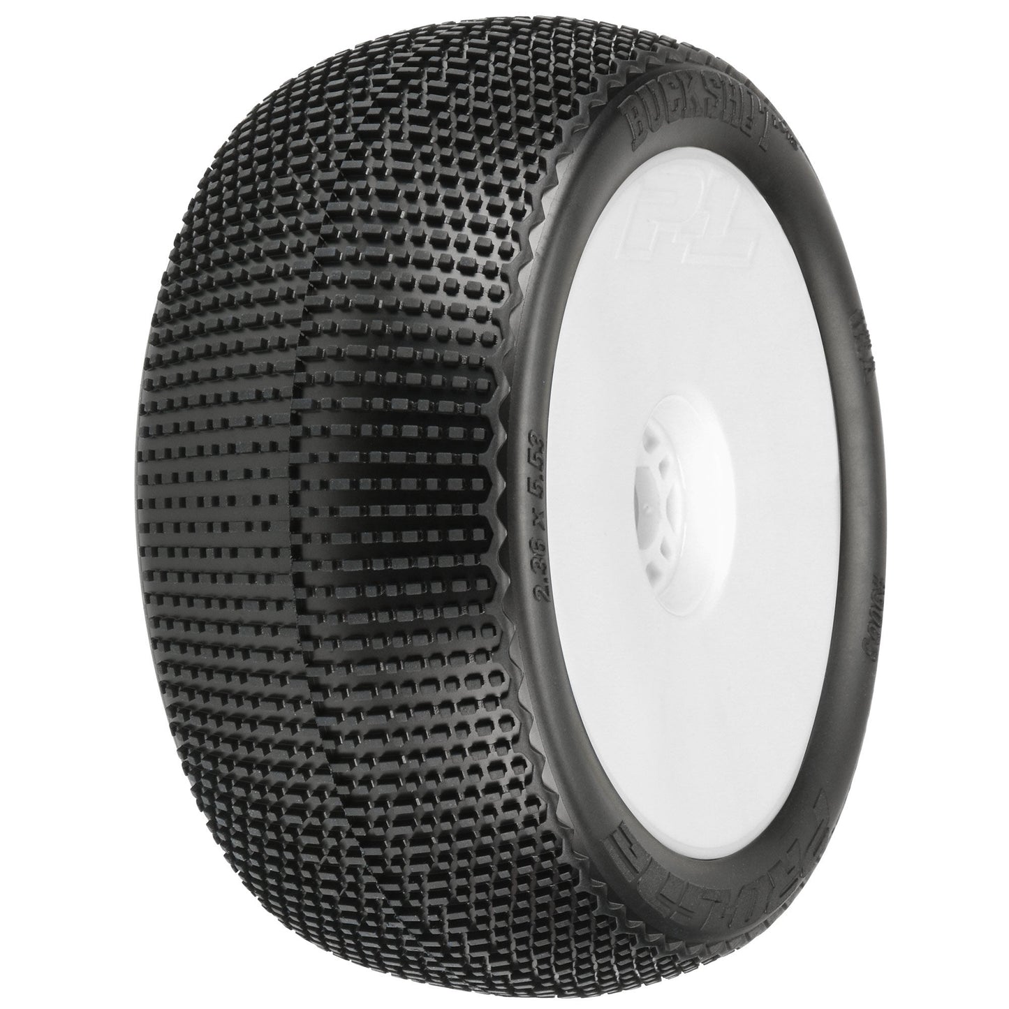 4" Buck Shot S3 Compound Premounted Tires with White Wheels for 1/8 Truggy (2) (PRO9063233)_1
