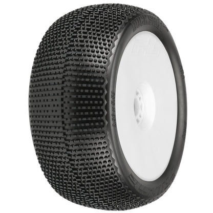 4" Buck Shot S3 Compound Premounted Tires with White Wheels for 1/8 Truggy (2) (PRO9063233)_1